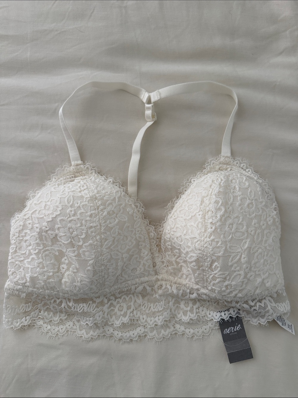 aerie Cream Lace Bralette with Racerback Strap S DD